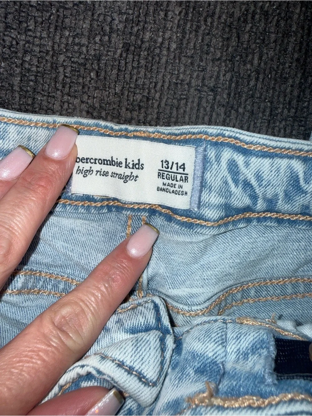 Abercrombie & Fitch Kids Straight Leg Jeans in Light Blue Wash
